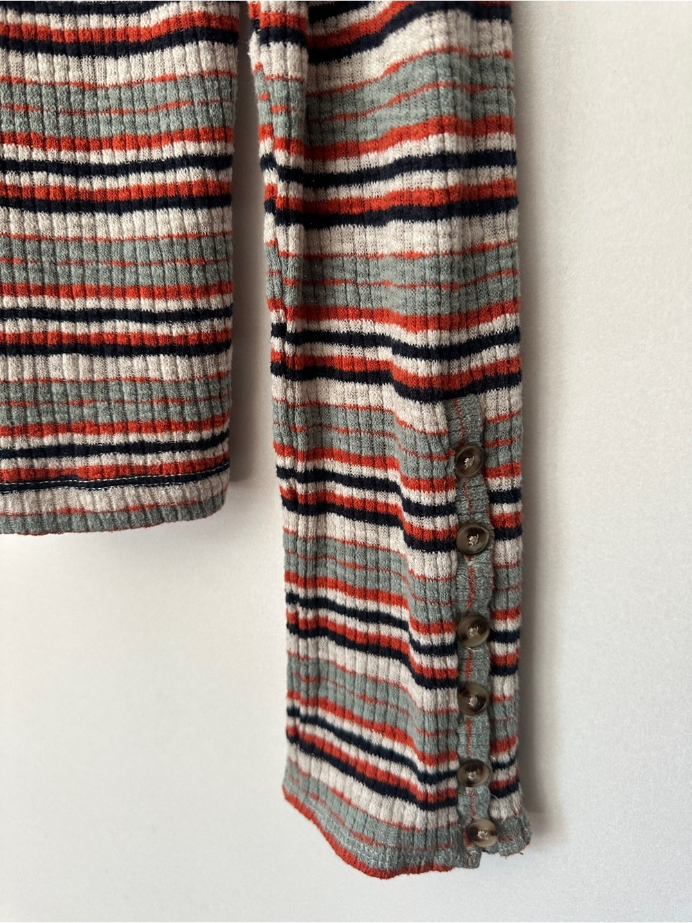 Madewell Striped Ribbed Long Sleeve Top - Red, Gray, Navy, Cream - Picture 4 of 8